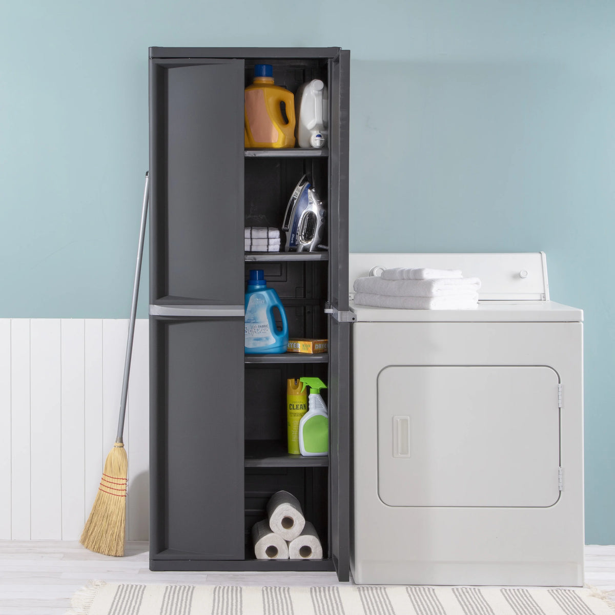Sterilite 4 Shelf Cabinet Plastic, Flat Gray