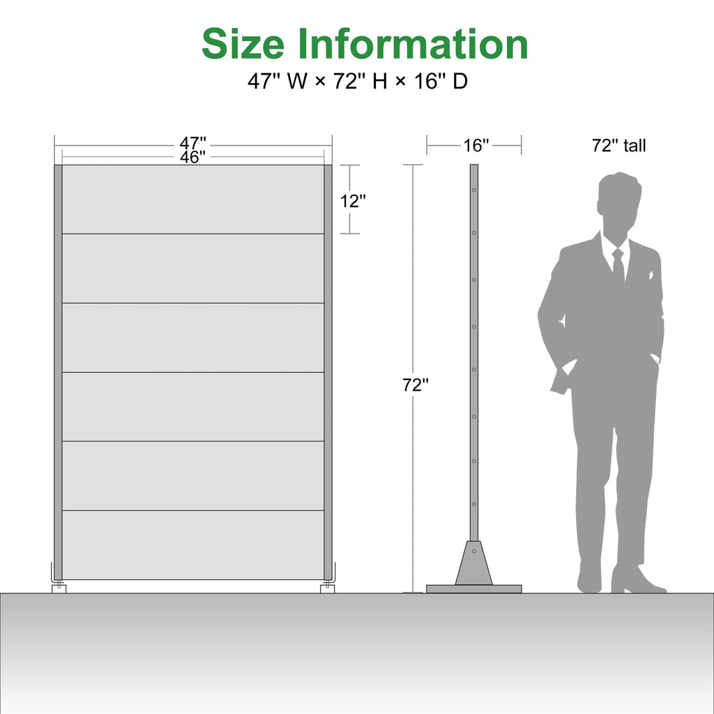 MAYEERTY Outdoor & Indoor Metal Panel Screen, Heavy-Duty Decorative Partition,Stripe,Black