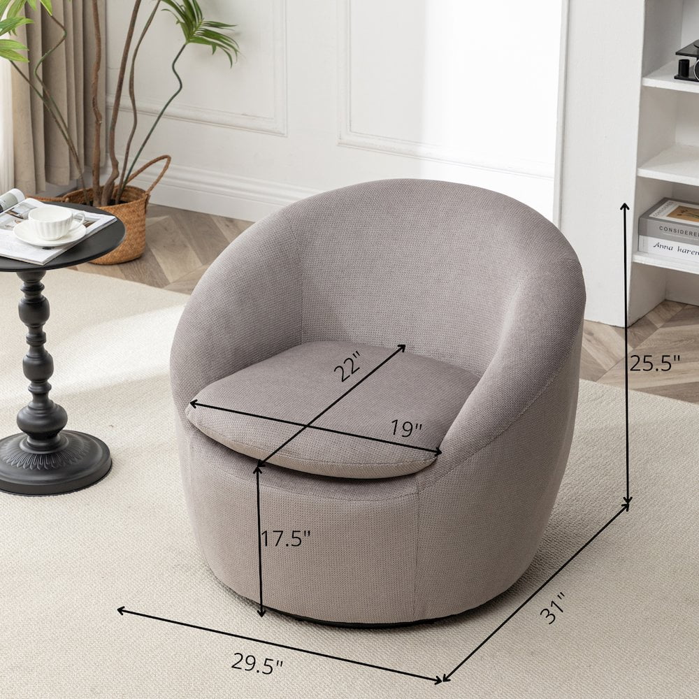 Roundhill Furniture Winnie Modern Barrel Chair, 360 Swivel