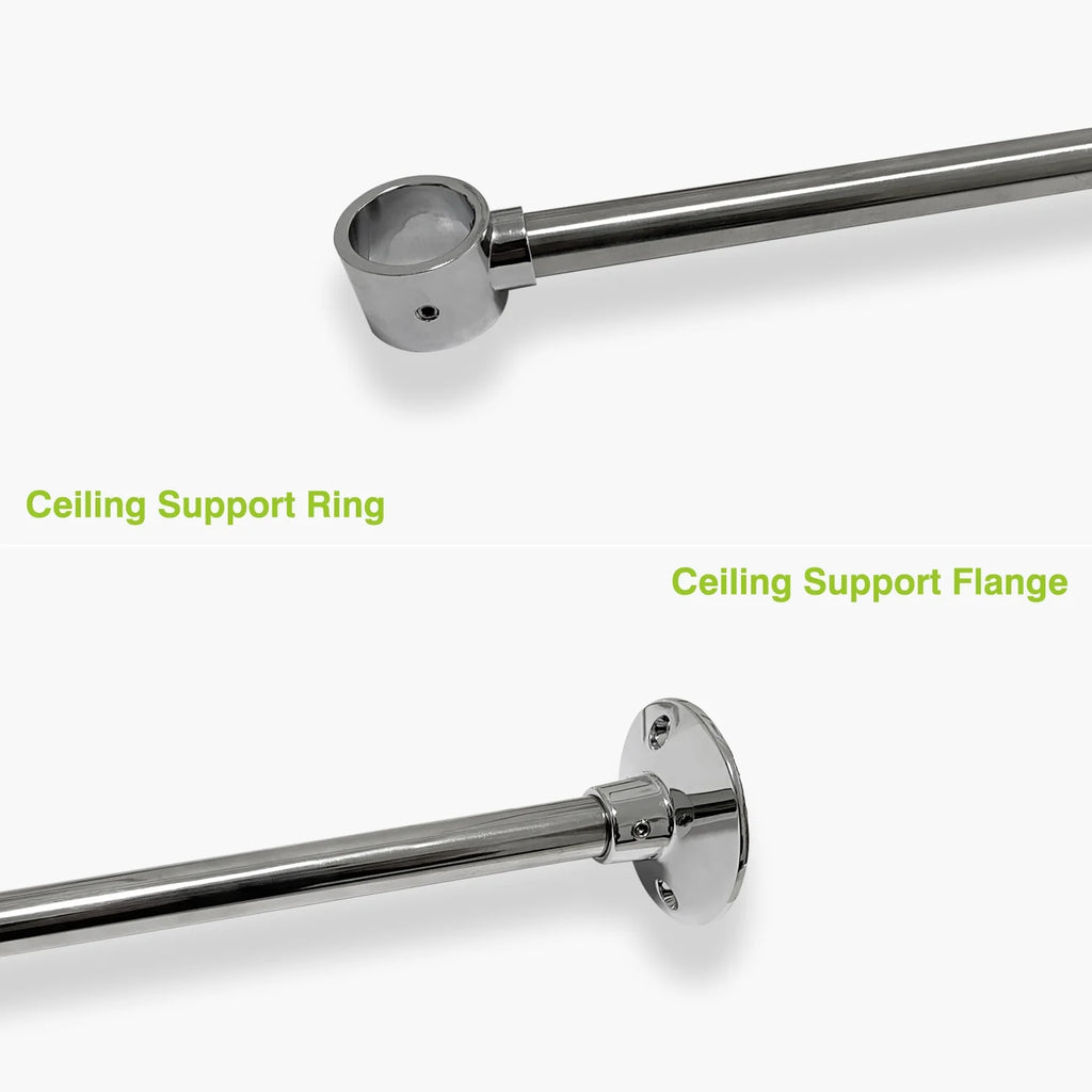 Naiture Stainless Steel Oval Shower Curtain Rod with Ceiling Support for Clawfoot Tub in 48" L X 30" W, Brushed Nickel Finish