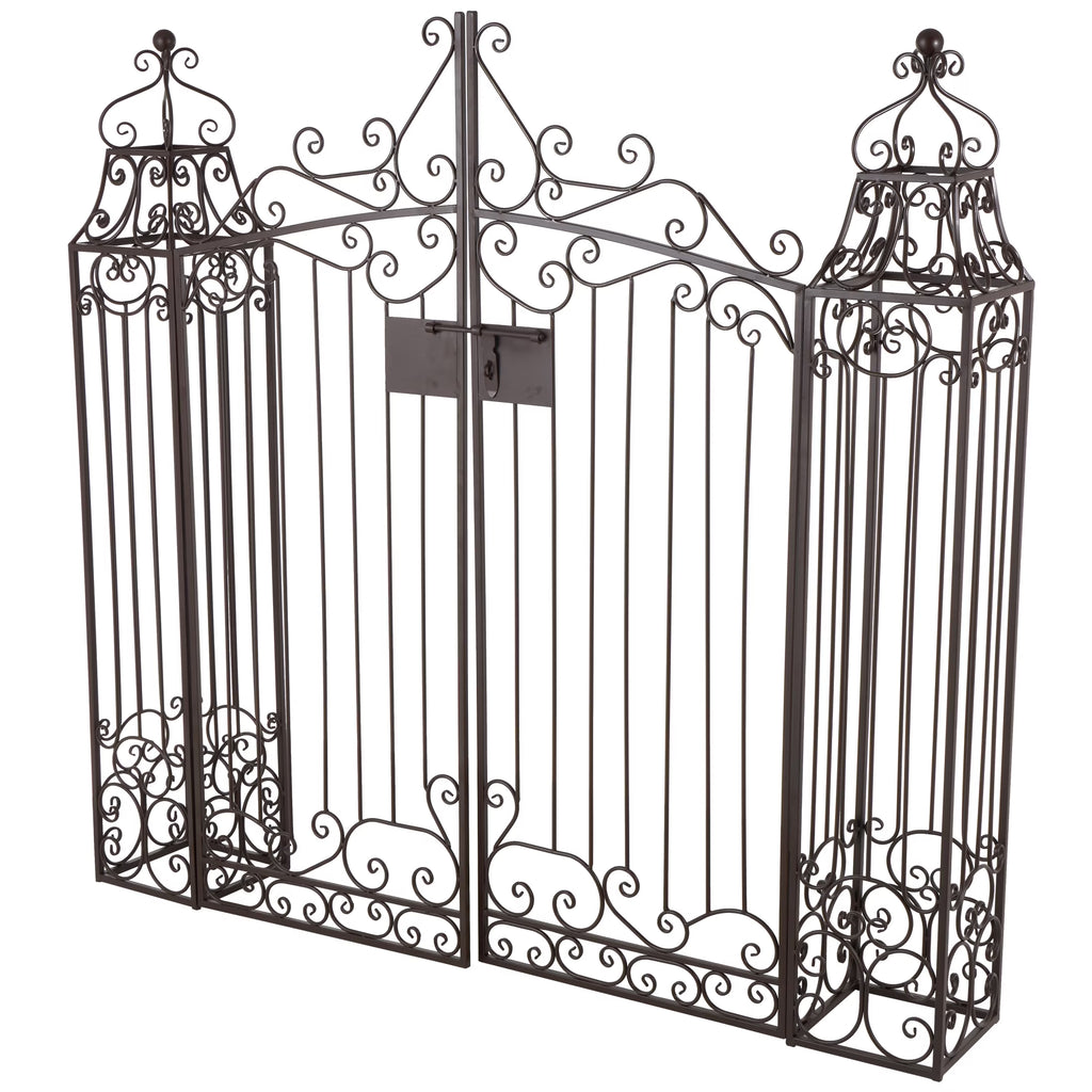 DecMode Traditional Metal Arch with Botanical Design Garden Arbors with Latch Lock Closure, 78"W x 94"H