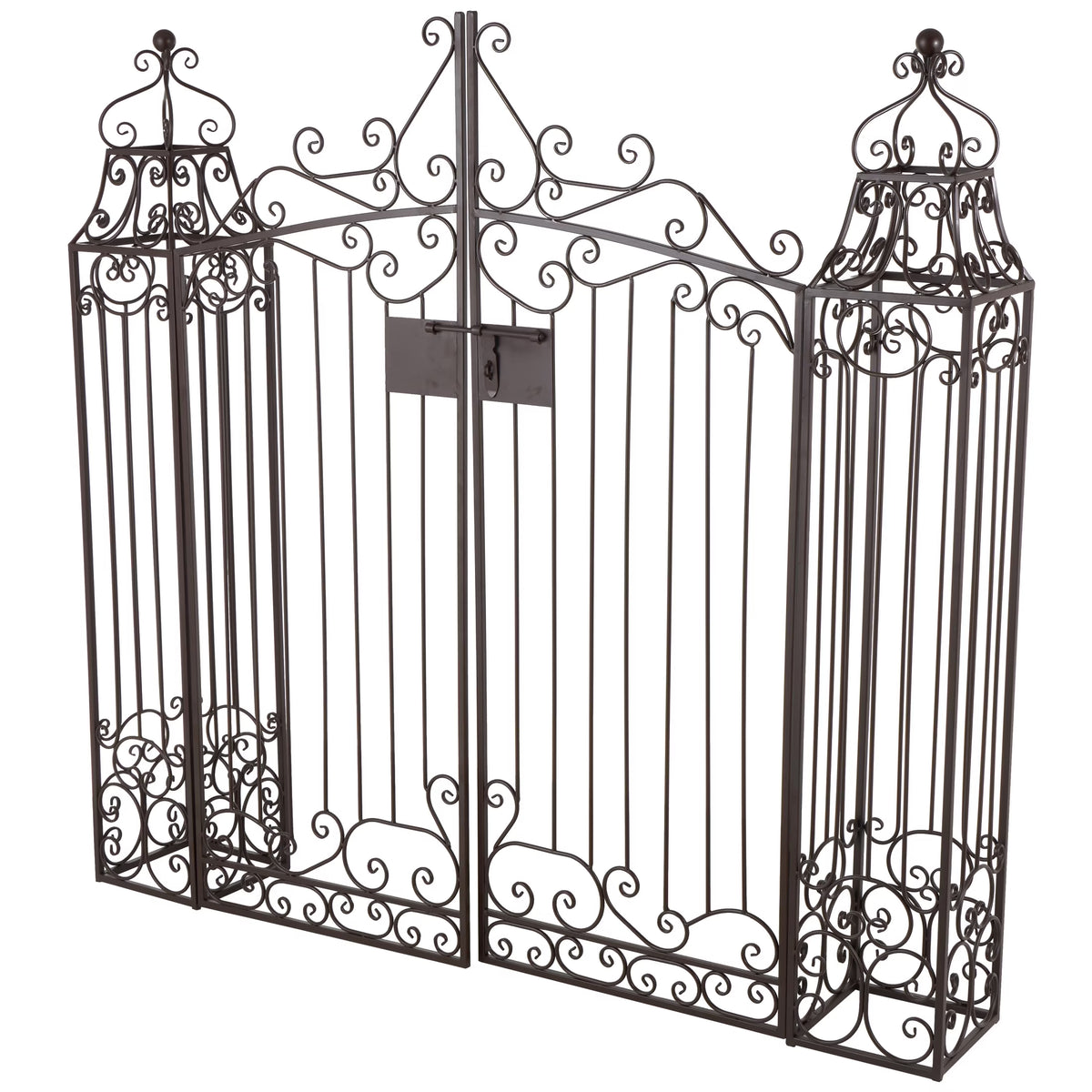 DecMode Traditional Metal Arch with Botanical Design Garden Arbors with Latch Lock Closure, 78"W x 94"H