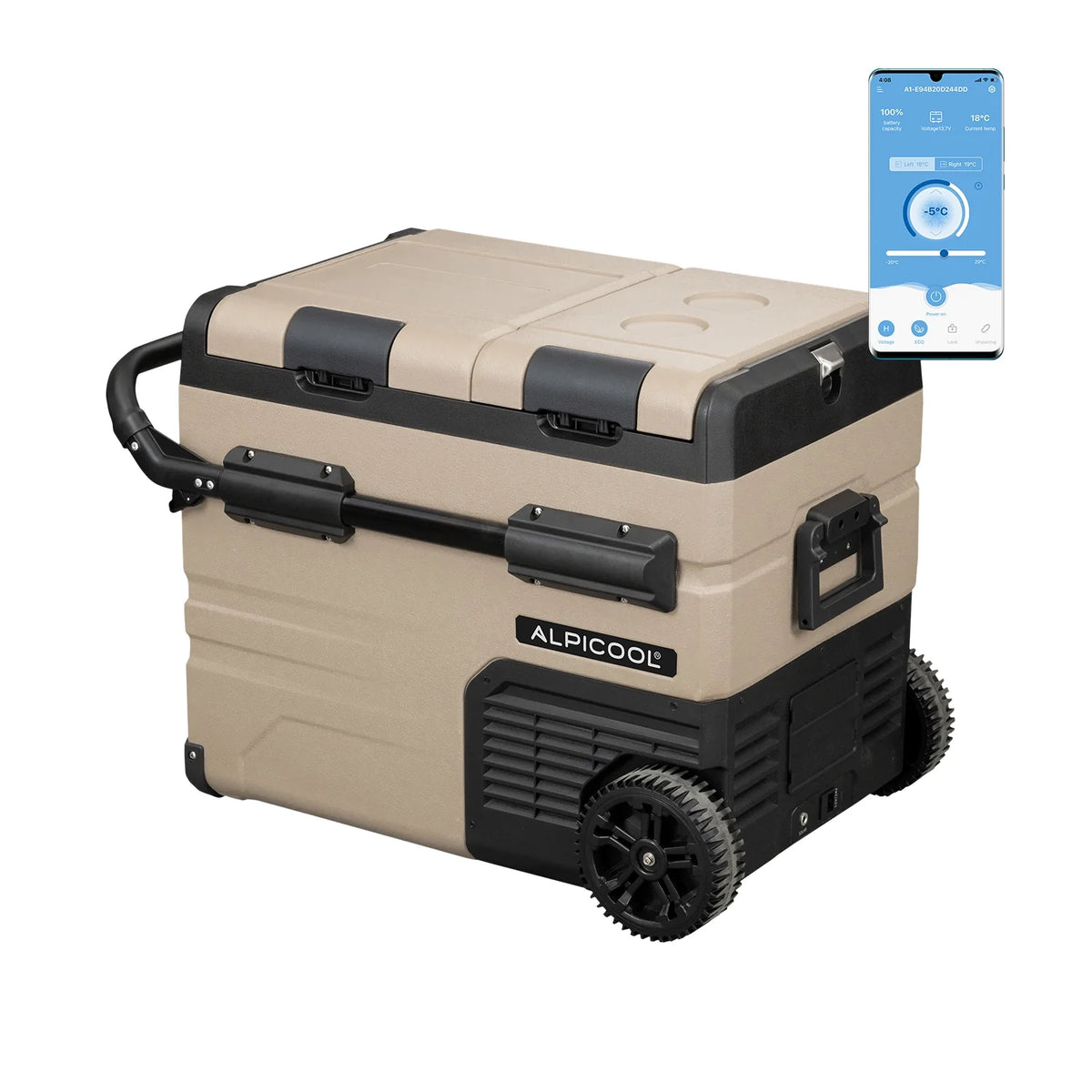 Alpicool TA35 Portable Refrigerator 37 Quart(35 Liter) Dual Temperature Control Fridge Mini Freezer for Travel,Camping,Fishing, Outdoor -12/24V DC