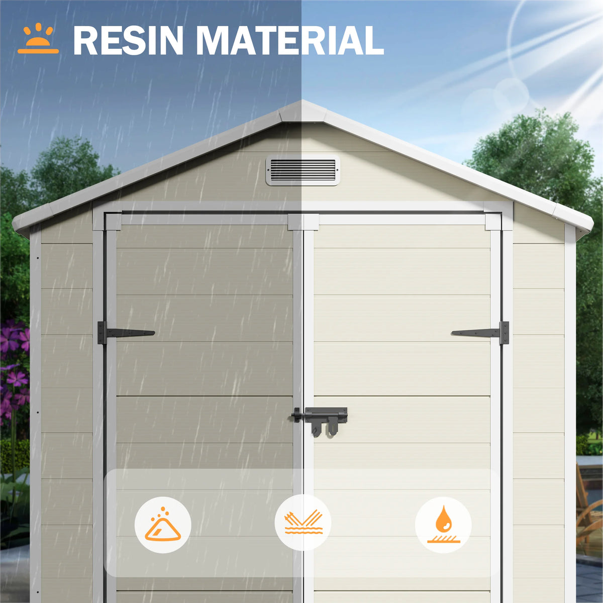 UDPATIO Outdoor Storage Shed 5x3 FT, Resin Garden Shed for Backyard, Patio, Lawn, Grey & White
