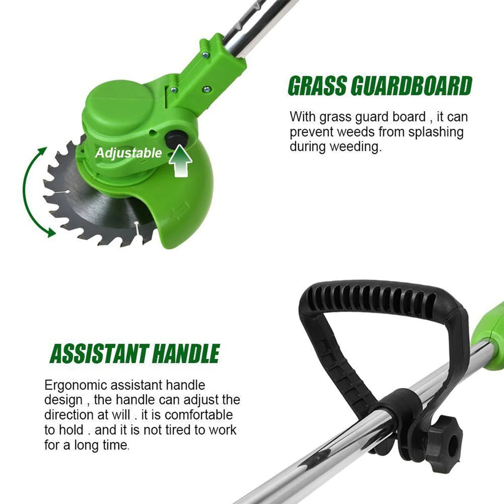Electric 650W Weed Lawn Edger, Battery Weed Eater, Weed Wacker Electric, Cordless Grass Trimmer Cutting Tool & 2 Battery, Weed Trimmer for Yards Garden, Green