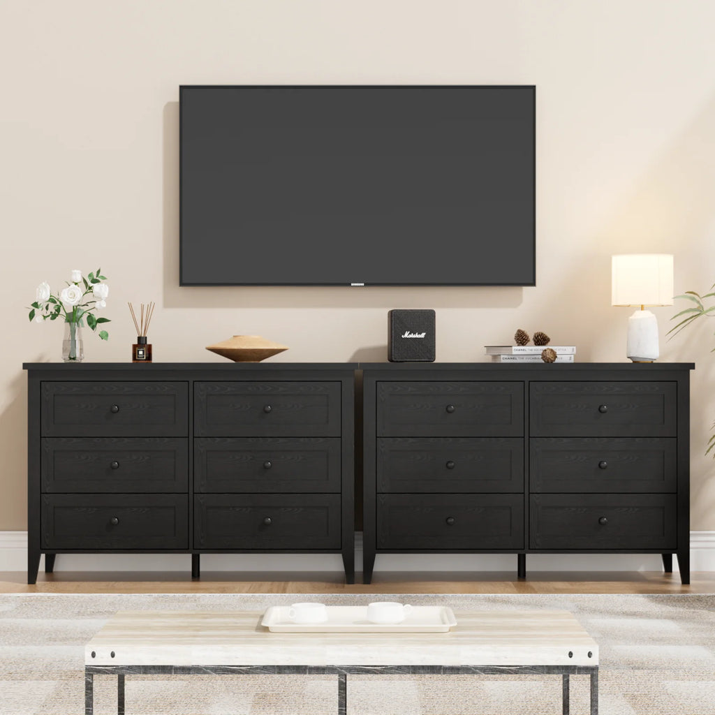 RichYa 6 Drawer Dresser for Bedroom,Chest of Drawers with Metal Knobs,Dresser for Closet,White