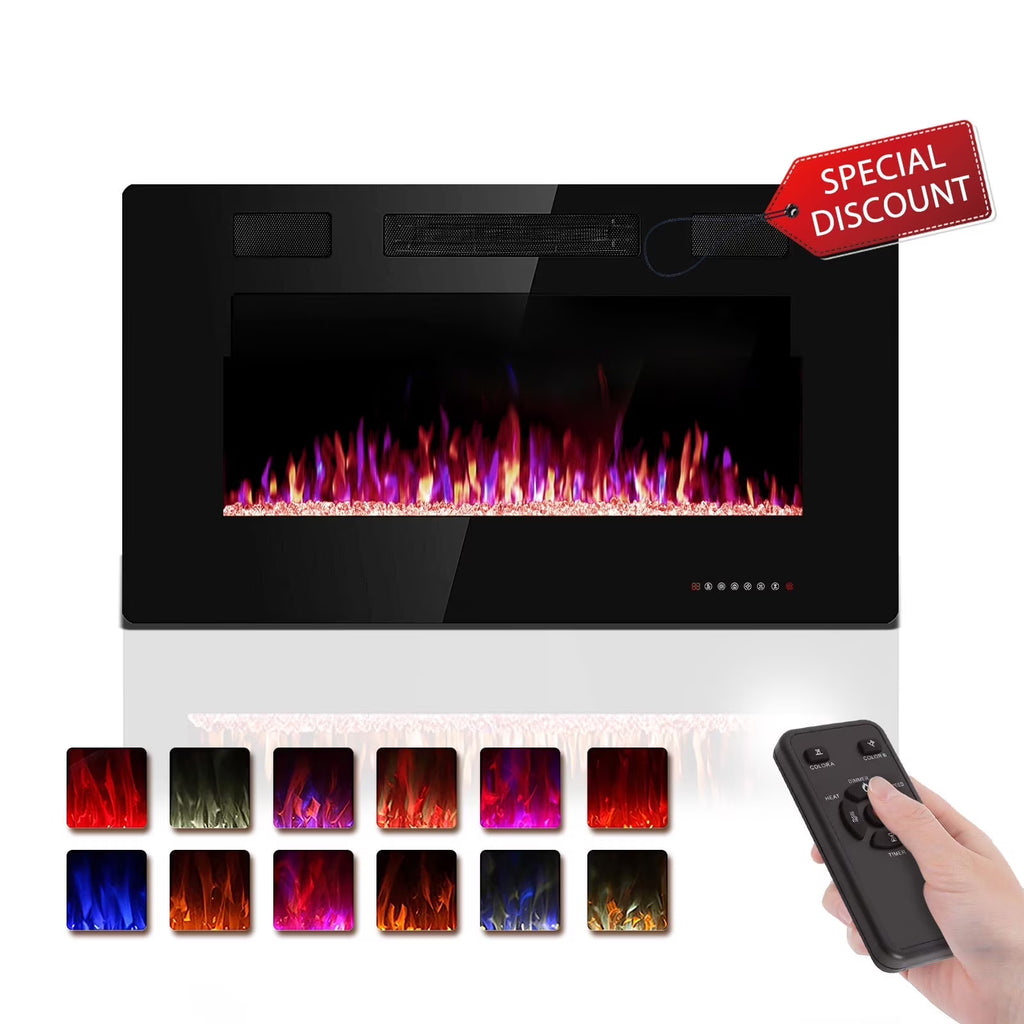 KISSAIR 60 Indoor Electric Fireplace Ultra Thin Fireplace, Wall Mounted Recessed Fireplace with Multiple Colors