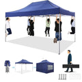 COBIZI 10x15 Heavy Duty Pop up Canopy Tent with 4 Sidewalls,Outdoor Waterproof Canopy Tent Event Shelter for Parties, Commercial-Series, Blue