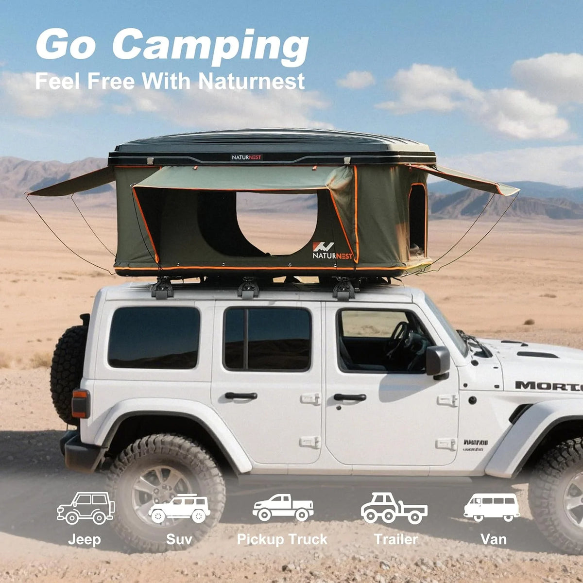 Naturnest Rooftop Tent Hard Shell,Roof Top Tent Hardshell Rooftop Tents for Van Jeep Suv Truck Car Tents for Camping Suv Tent for Car (Green)