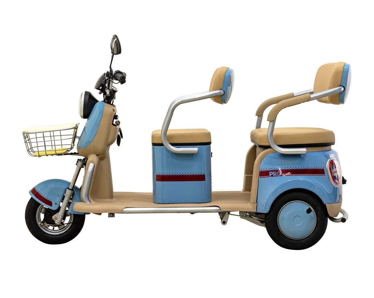 Massimo MGC E-Trike 3-Wheel Electric Cart 17 MPH, 2-Seater Adult Scooter Blue