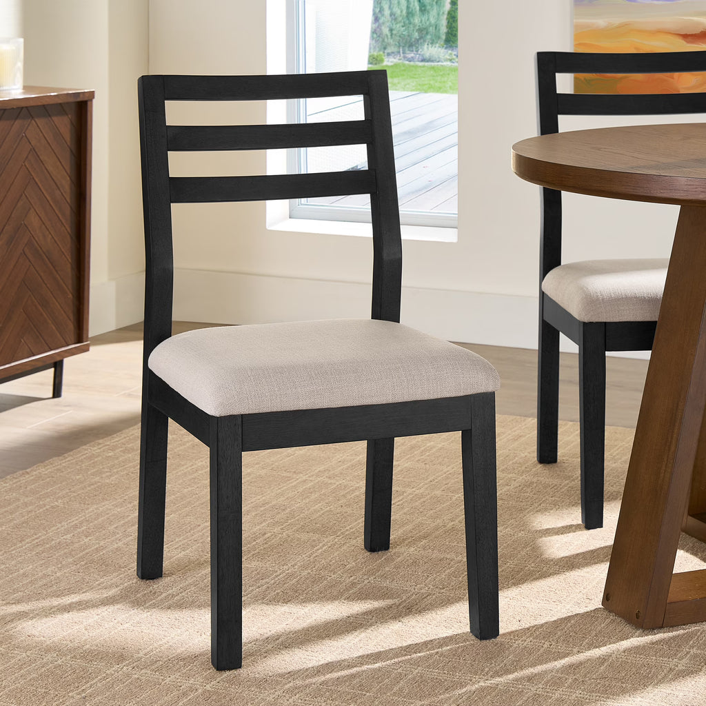 Better Homes & Gardens Ezra Dining Room Chair 2 Pack, Walnut and Cream Fabric Color