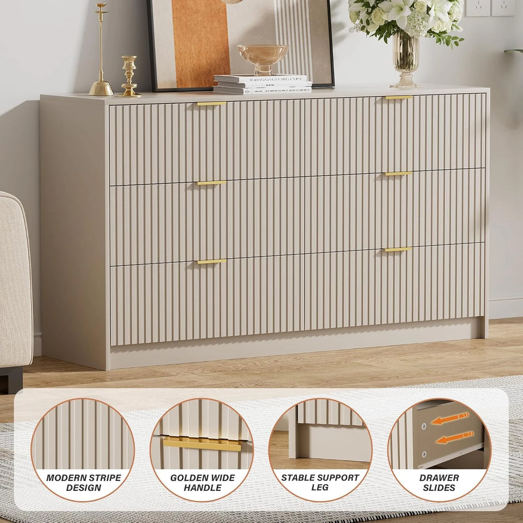 Furniway Black Dresser for Bedroom, 8 Drawer Double Dresser, Modern Chest of Drawers for Bedroom, Living Room, Entryway and Closet, 55" L x 15.7" D x 37.4" H