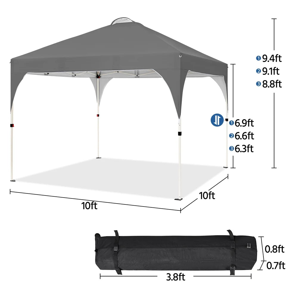 Topeakmart 8x8ft Pop Up Canopy Tent with Adjustable Height and Roller Bag, White