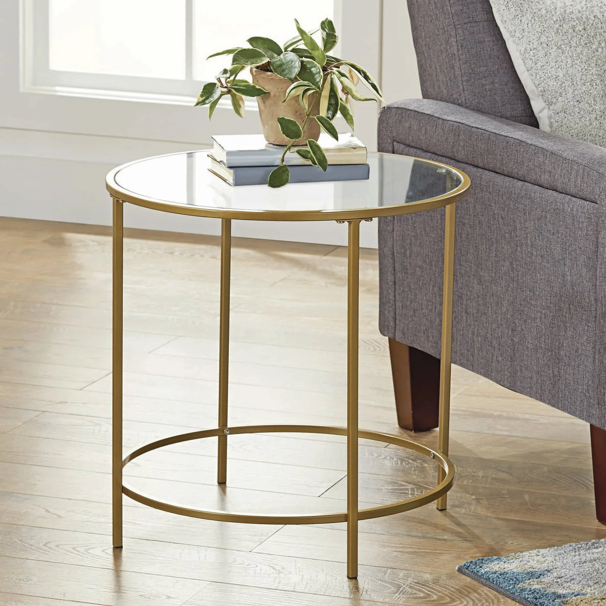 Better Homes & Gardens Nola Side Table, Gold Finish