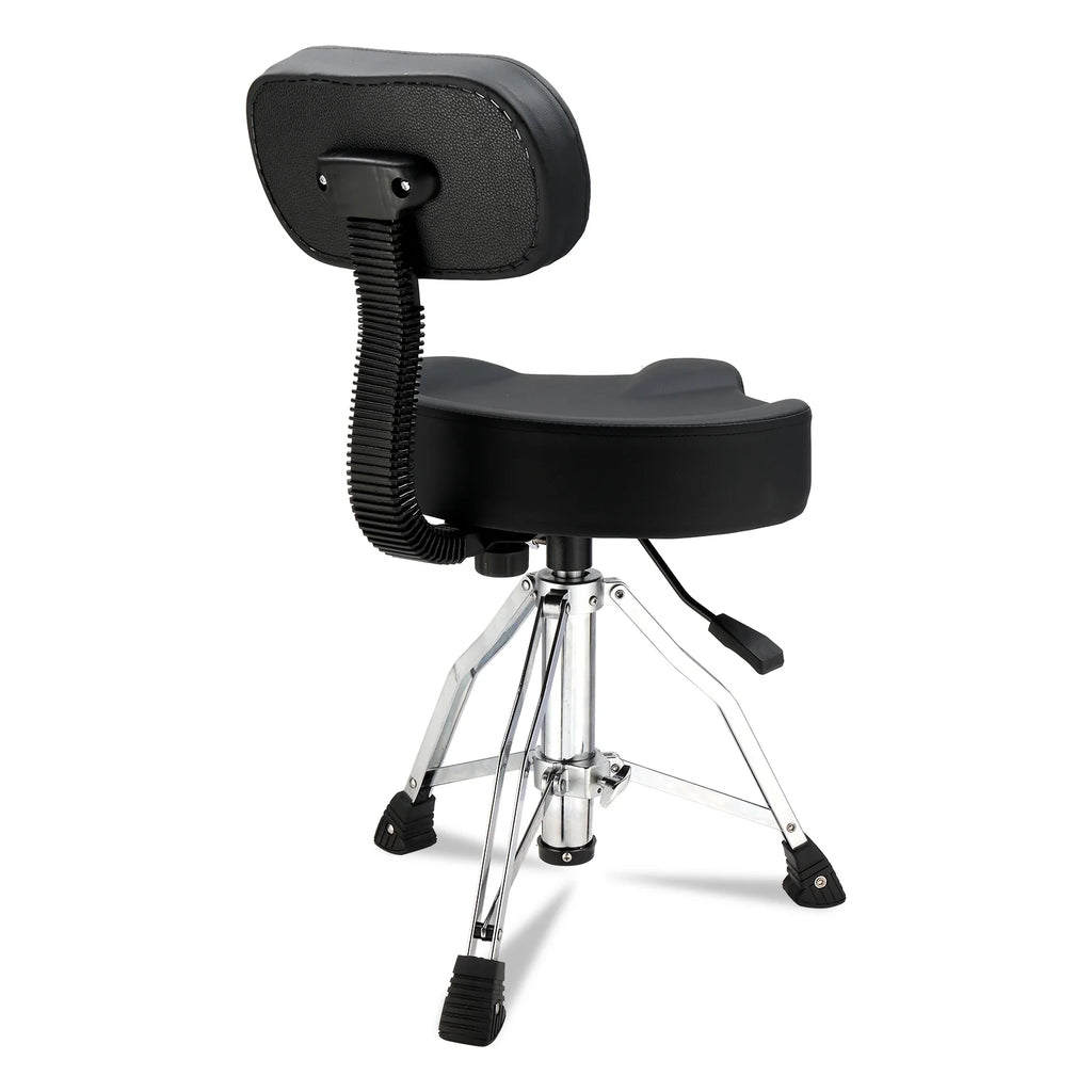 Ktaxon Adjustable Drum Throne with Backrest, 360 Rotating Hydraulic Seat, Thick Cushion for Home, Classroom, and Concert Use, Black
