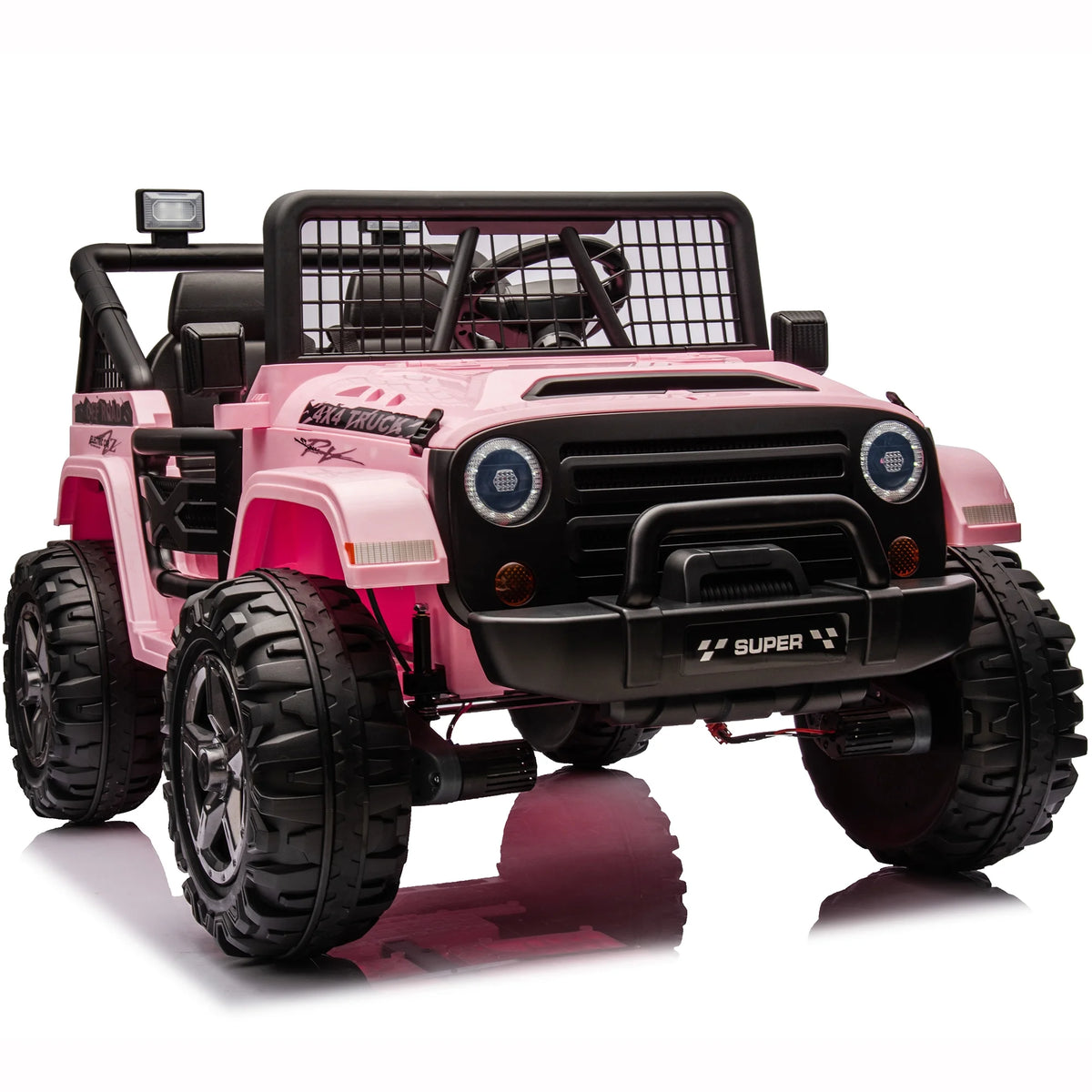 Joyracer 4WD 24 Volt Ride on Toys, 2 Seater Power Car wheels UTV with 800W Motors, Remote Control, Bluetooth Music, Spring Suspension, LED Light, Pink