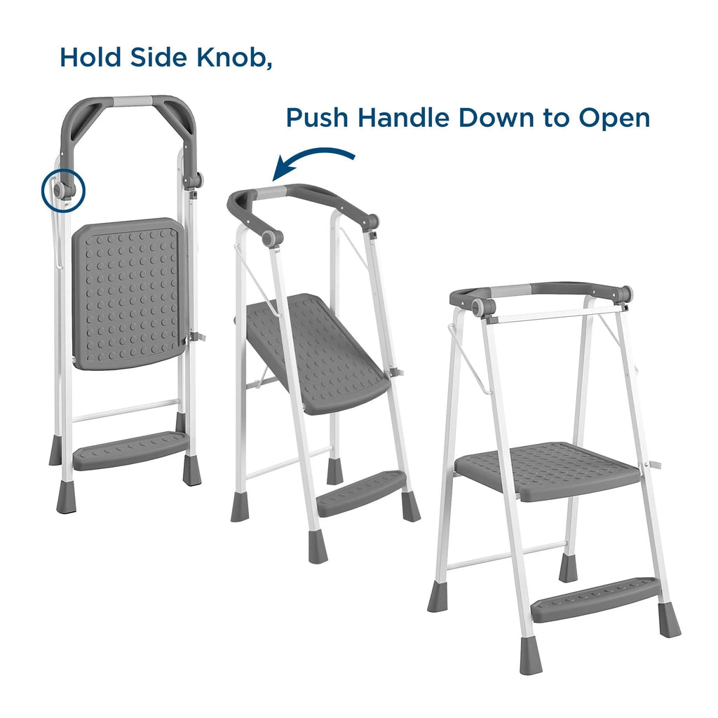 COSCO 2-Step Kitchen Stepper Adult Folding Step Stool, Kids Folding Helper (Steel/Resin)