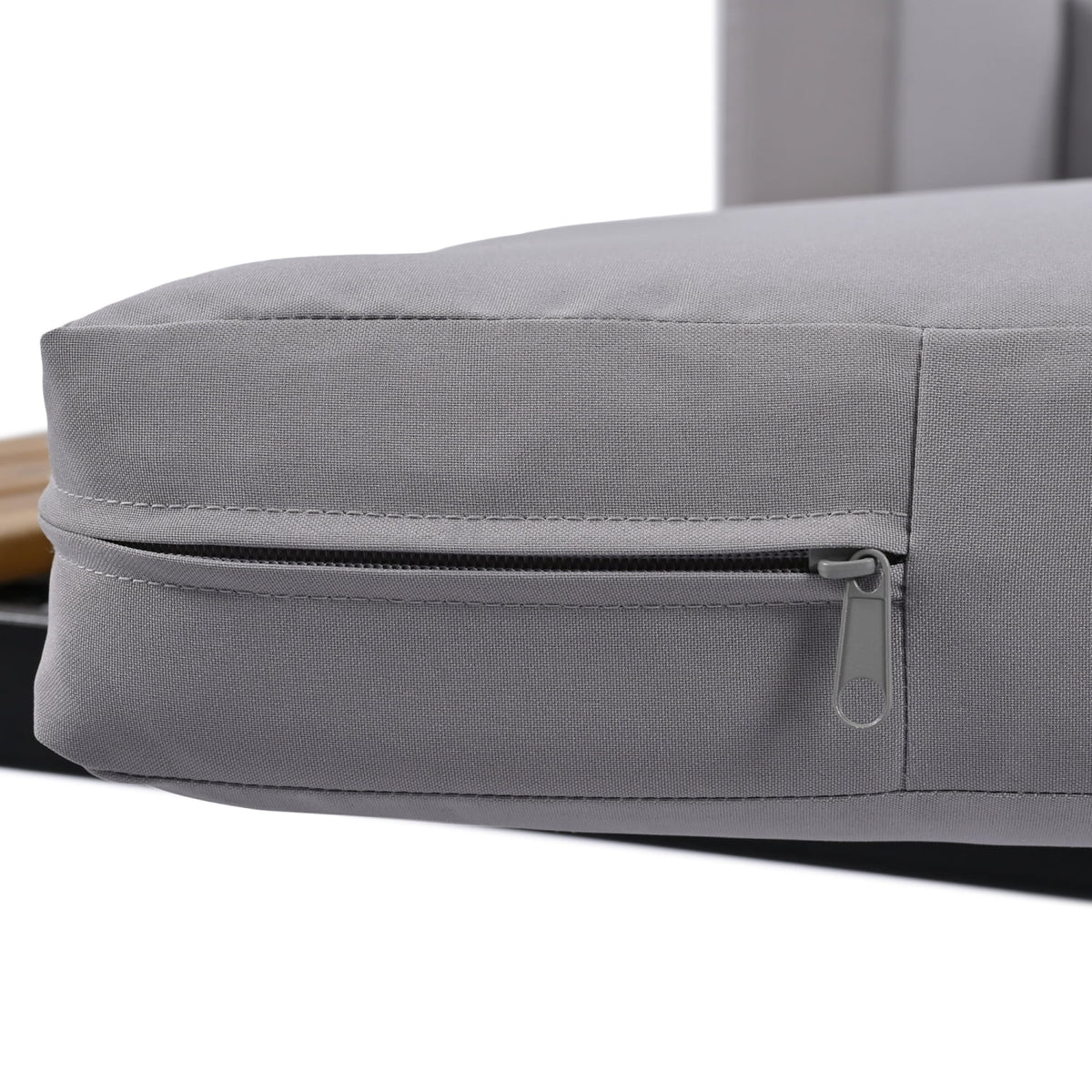 Harper & Bright Designs Patio Outdoor Metal Daybed for 2, All Weather Outdoor Chaise Lounges Reclining Chairs with Wood Topped Side Spaces for Drinks for Poolside Balcony Deck, Gray