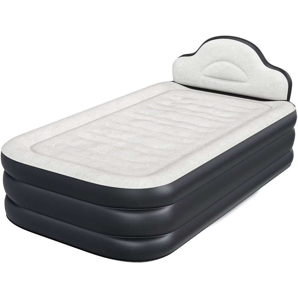 JWRWEF Twin XL Inflatable Air Mattress 18" Raised Bed with Built-in Pump, Headboard & Carry Bag, Portable Blow Up Bed for Guests, Travel, Camping
