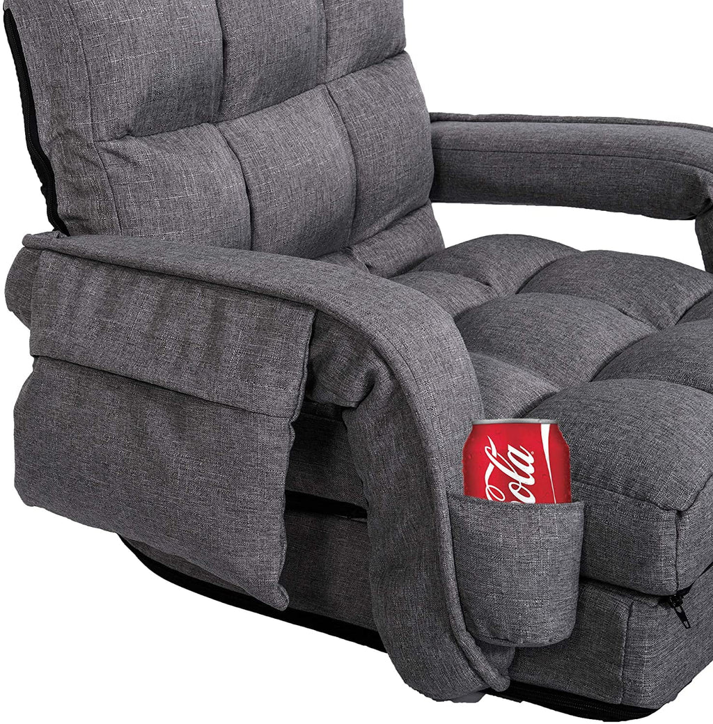 Prime Garden Floor Chair 6-Position Folding Gaming Chair for Meditation Indoor, Light Gray