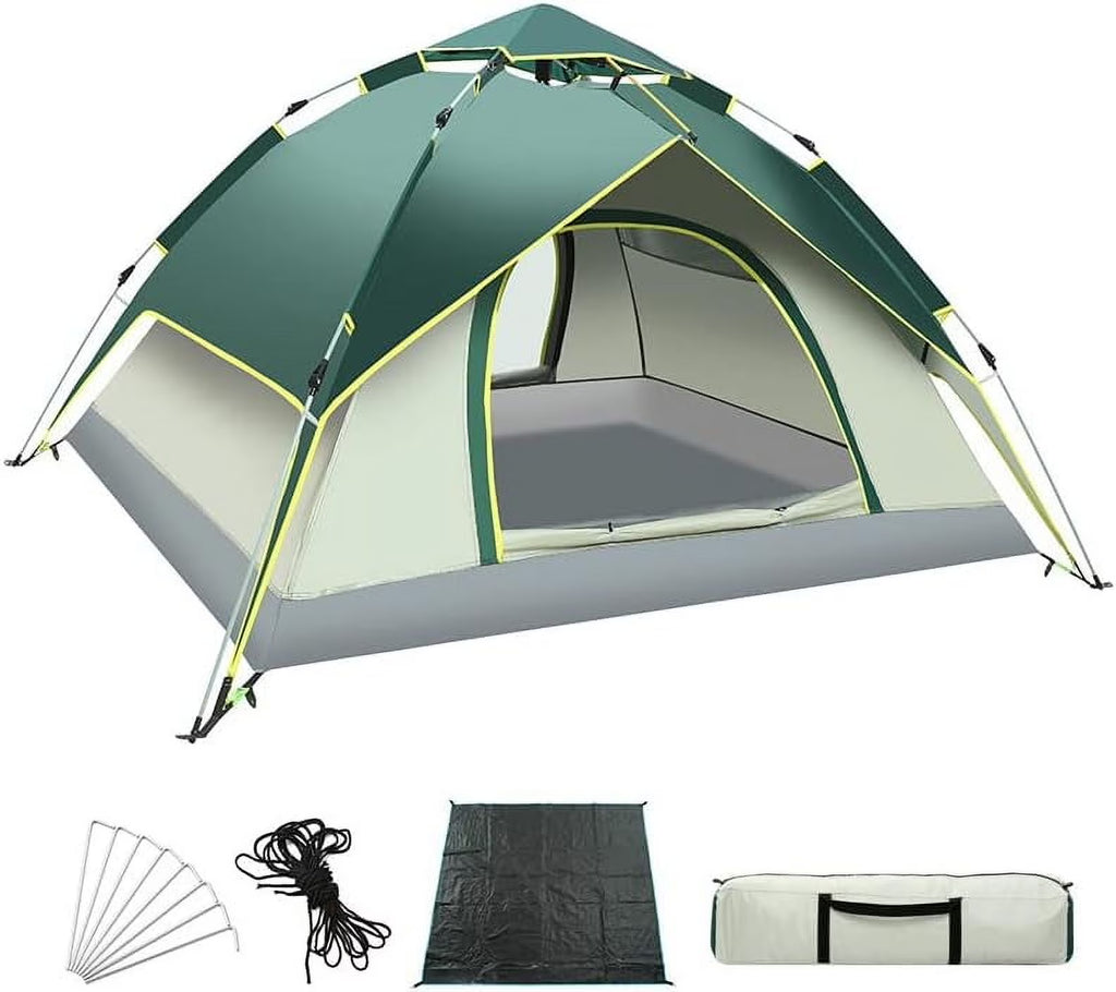 YUEWO Instant Popup Tents 2-3 Persons,Waterproof Windproof Tents for Camping,2 in 1 Easy Set Up Family Tent with Shelter,Rainfly, Outdoor Dome Tent for Travel,Hiking