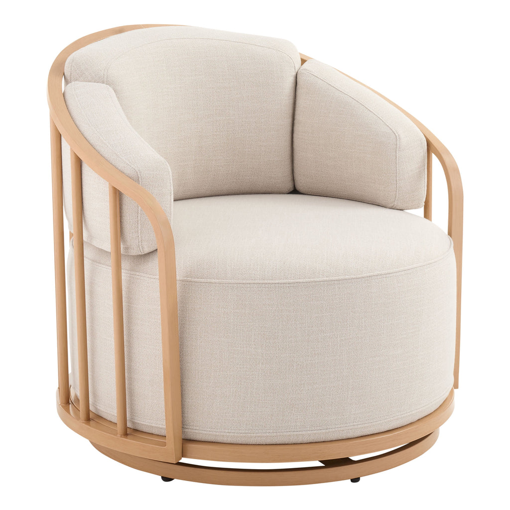 Better Homes & Gardens Lillian Swivel Birdcage Accent Chair, Cream Linen