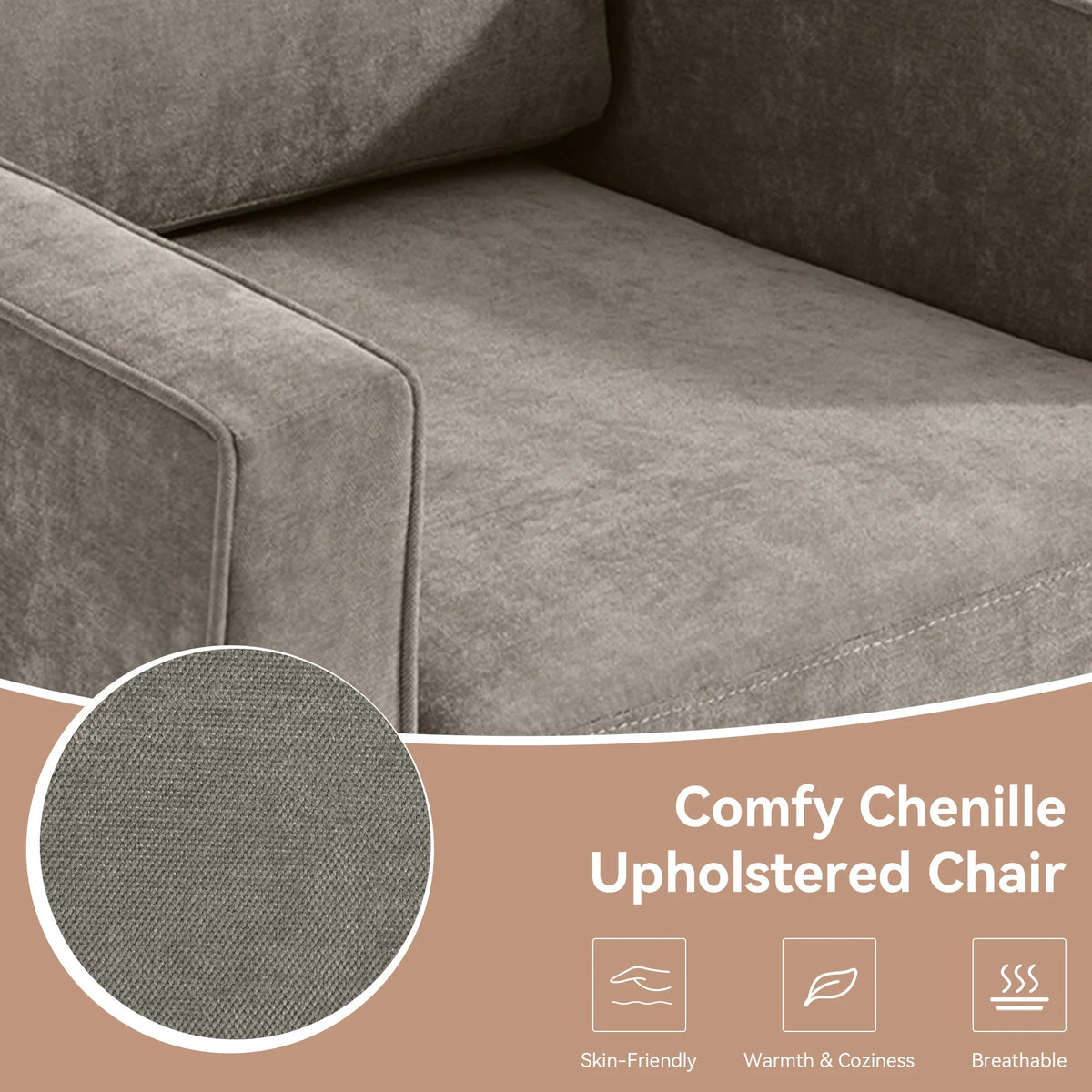 Swivel Accent Chair for Living Room, Modern Upholstered Barrel Arm Chair with Plump Back Pillow, Comfy Club Sofa Reading Chair for Adults (Chenille Navy, Set of 1)