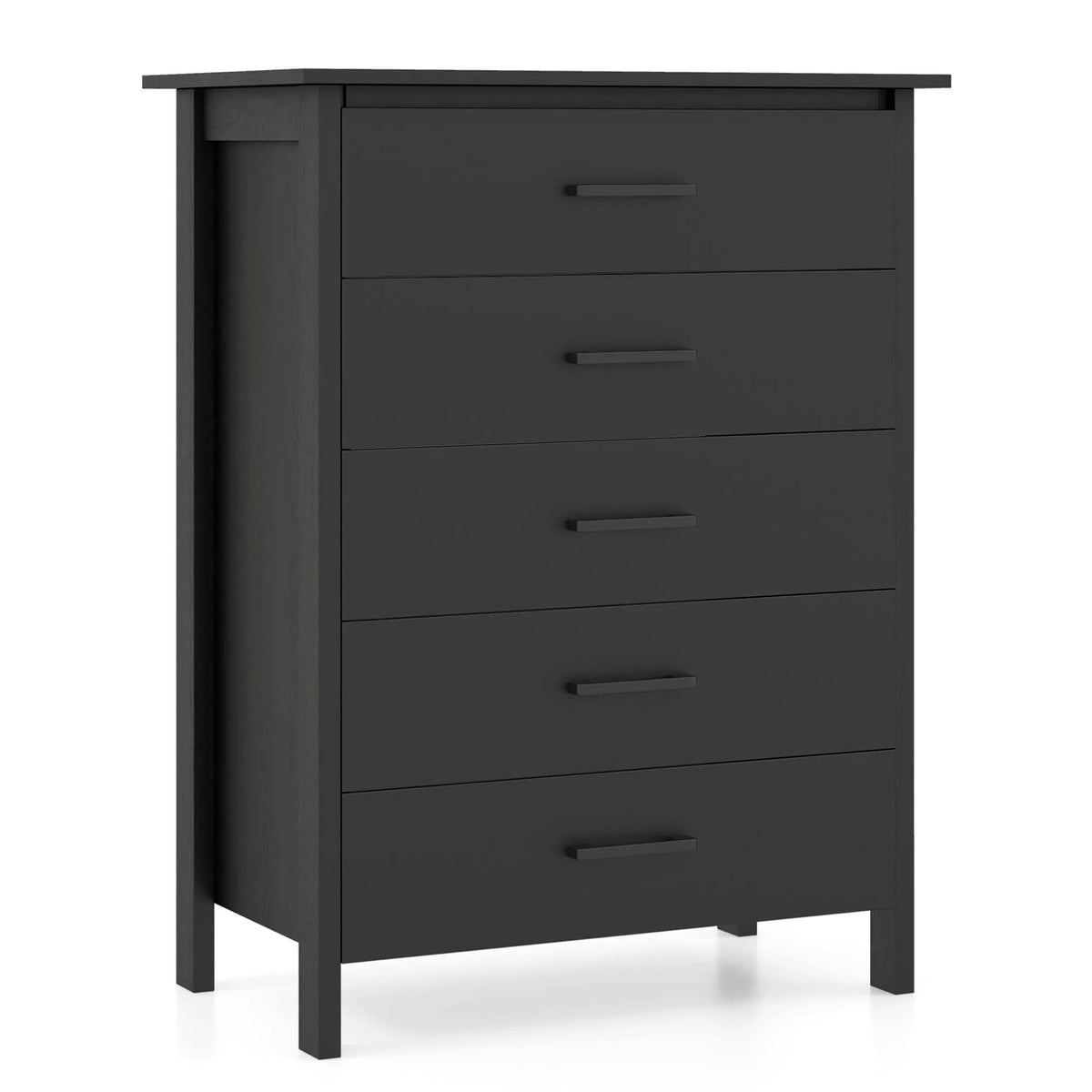 Costway Modern 5 Drawer Chest Storage Dresser Cabinet with Metal Handles Gray Oak