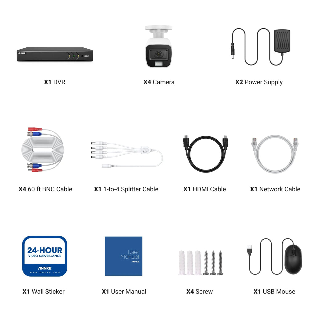 ANNKE 4K Security Camera System, 8CH 8MP AI DVR with Human & Vehicle Detection, 0TB HDD and 8x4K IP67 Bullet Home & Surveillance Cameras, Easy Remote View, Smart Dual Light