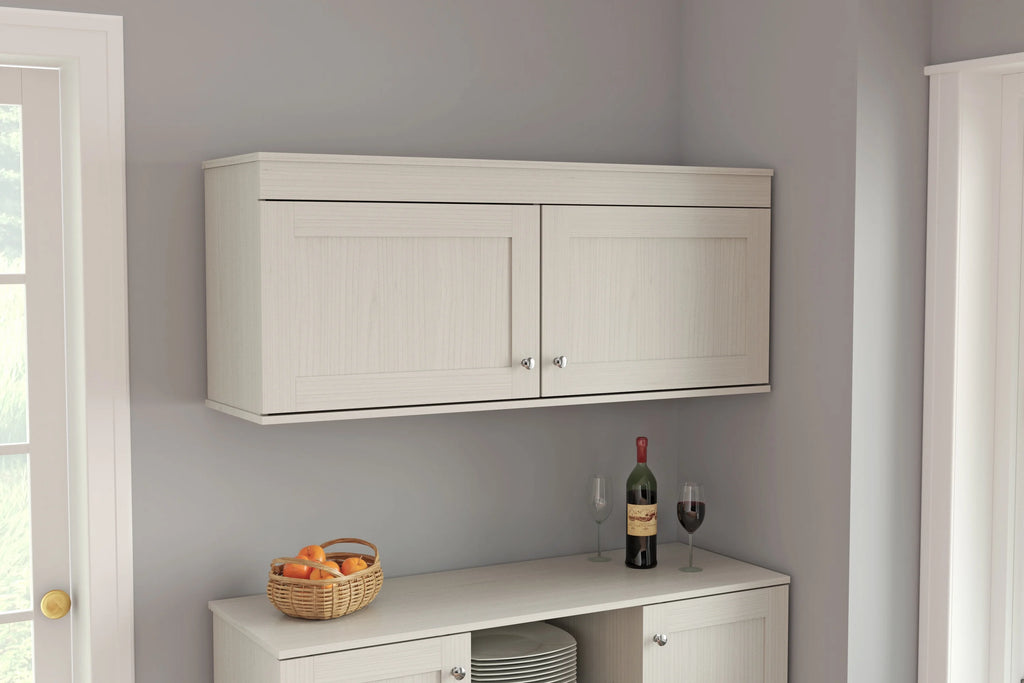 Inval Shaker Wall Mounted 2-Door Laminate Kitchen Cabinet 47"W, Washed Oak