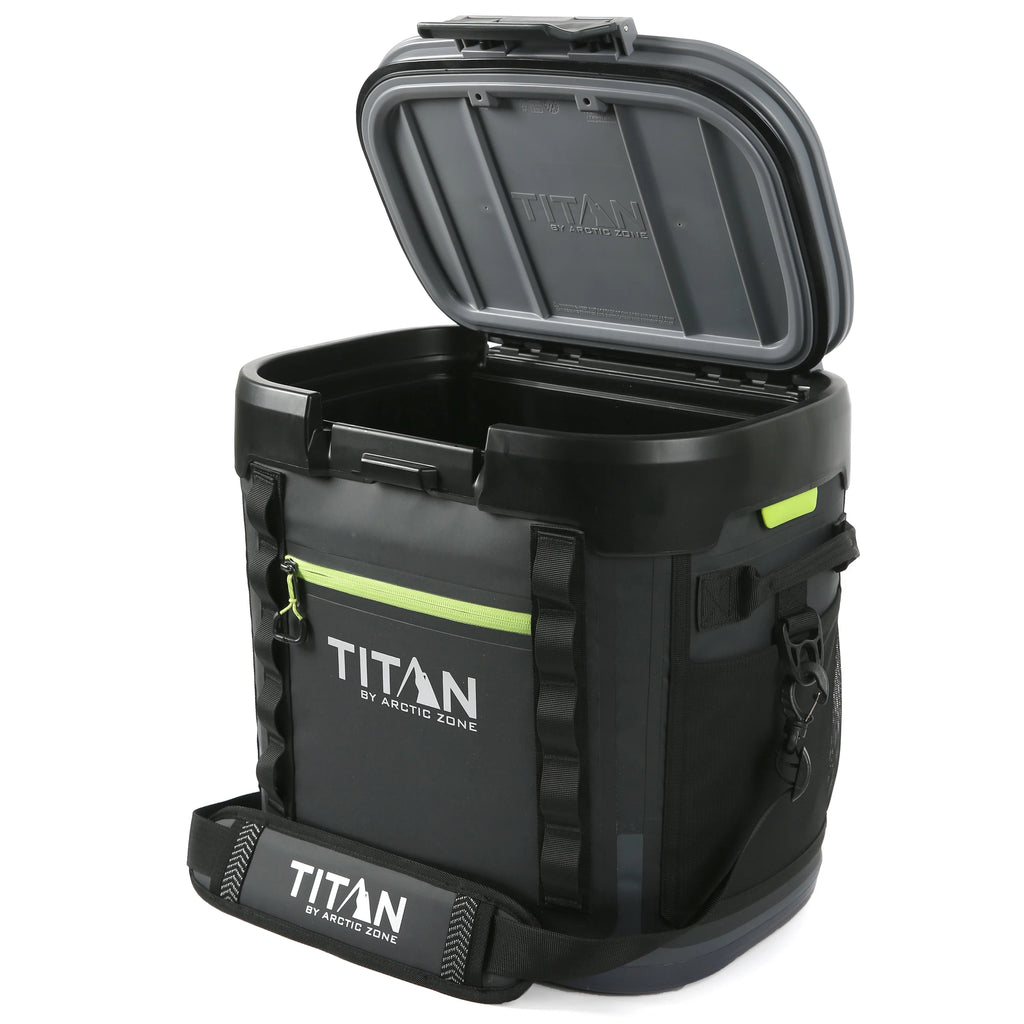 Titan by Arctic Zone 36 Can, 24 Quart Welded Soft Cooler with Waterproof Exterior & Leak Proof Latch, Black