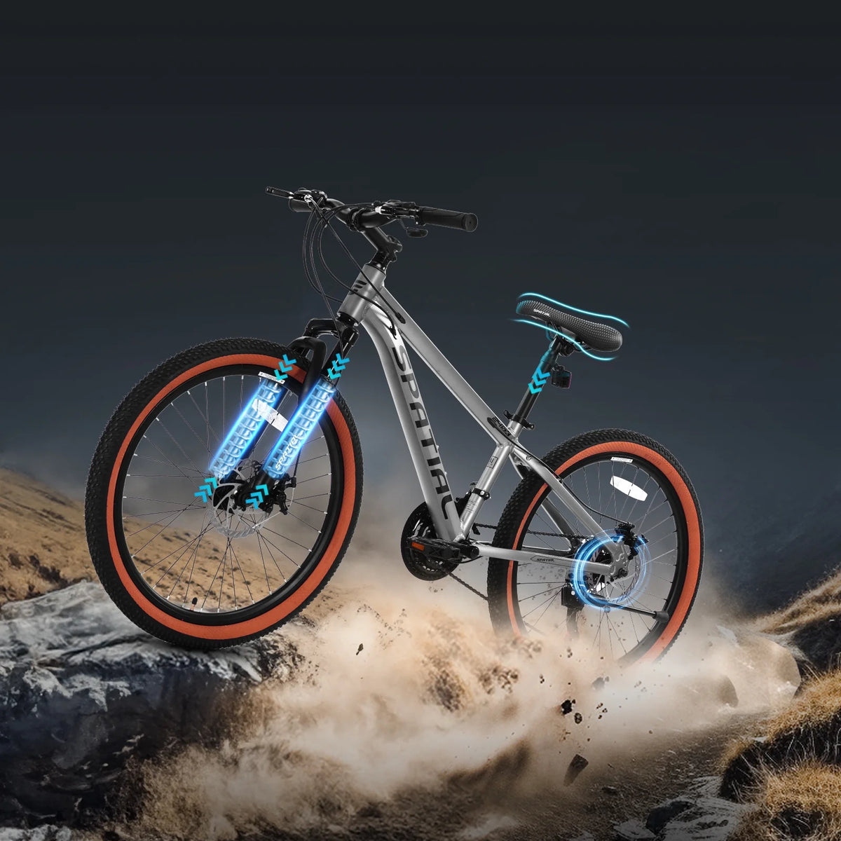 SPATIAL 24/26/27.5/29 inch Mountain Bike,8/21 Speed Lightweight Aluminum Magensium Frame Mountain Bicycle,Fits Men Women Teenagers Adult Disc Brake MTB Bicycle