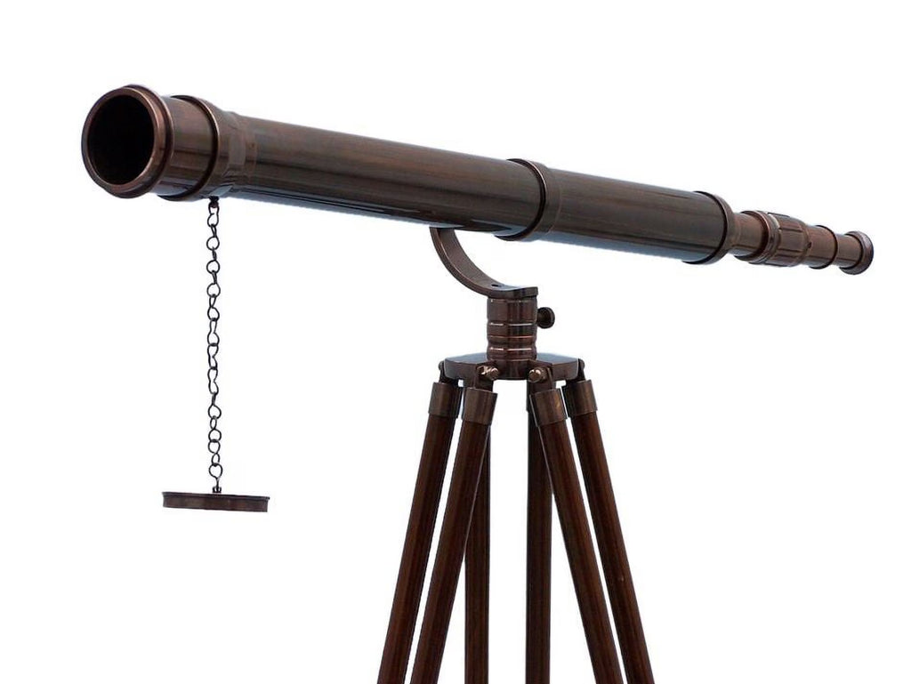 Floor Standing- Antique Copper Galileo Telescope 65"- Nautical Decor- Antique Copper Telescope- Nautical Home Decor