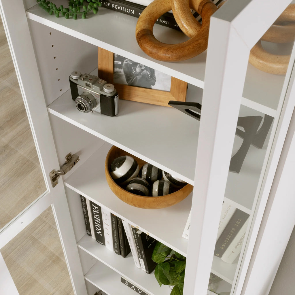 Mainstays Glass Door Storage Bookcase, Black Finish