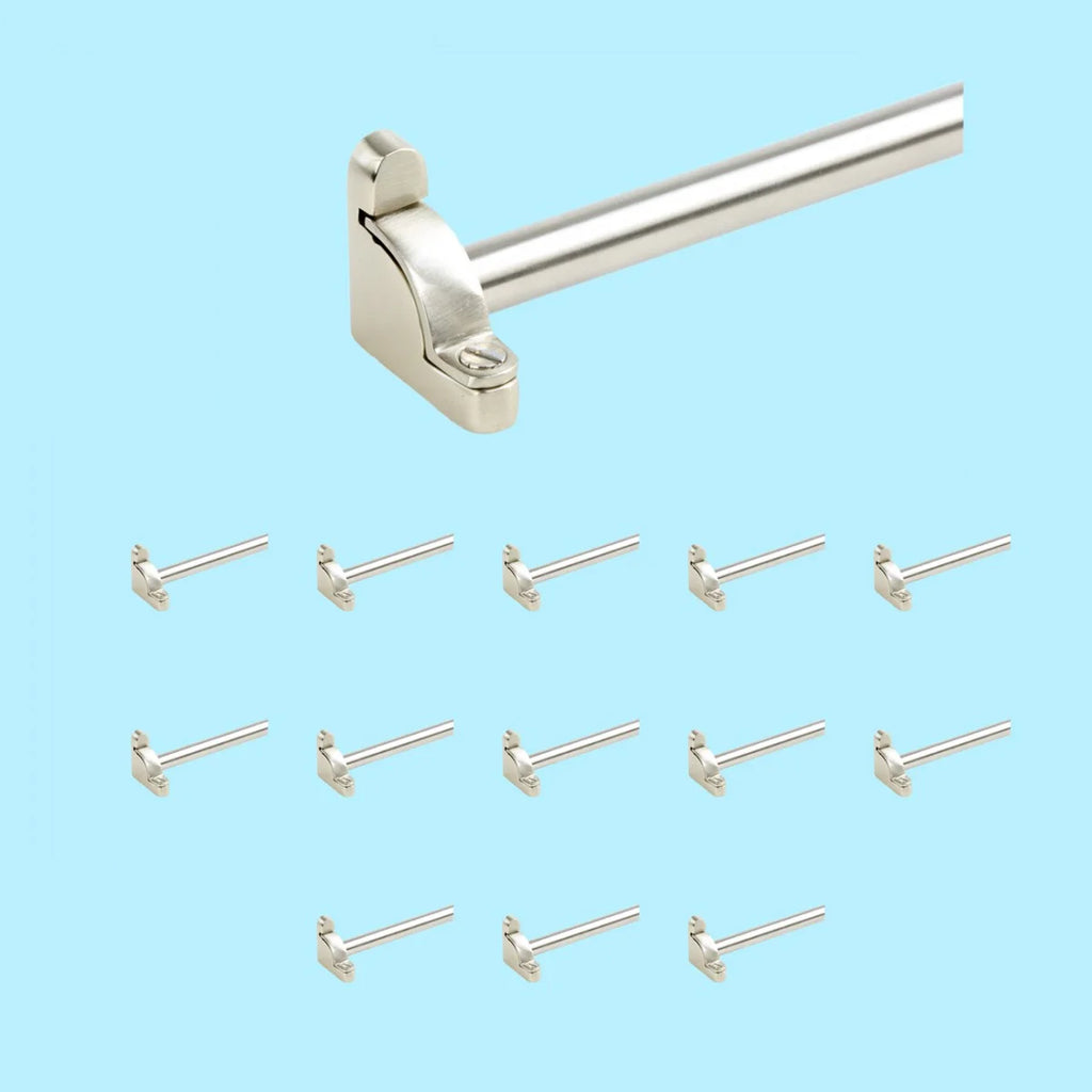 Brushed Satin Nickel Round Carpet Rods for Stairs Runner Rod Tube Holder Stair Runner Brackets 39 5/8 inch Set of 13 Renovators Supply