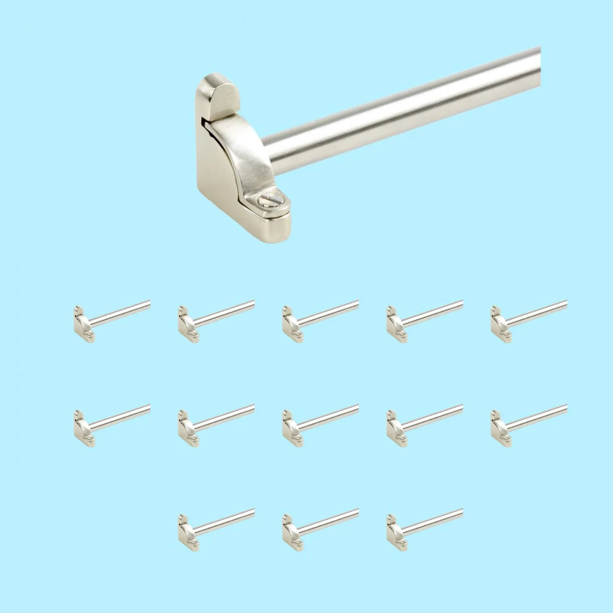 Brushed Satin Nickel Round Carpet Rods for Stairs Runner Rod Tube Holder Stair Runner Brackets 39 5/8 inch Set of 13 Renovators Supply