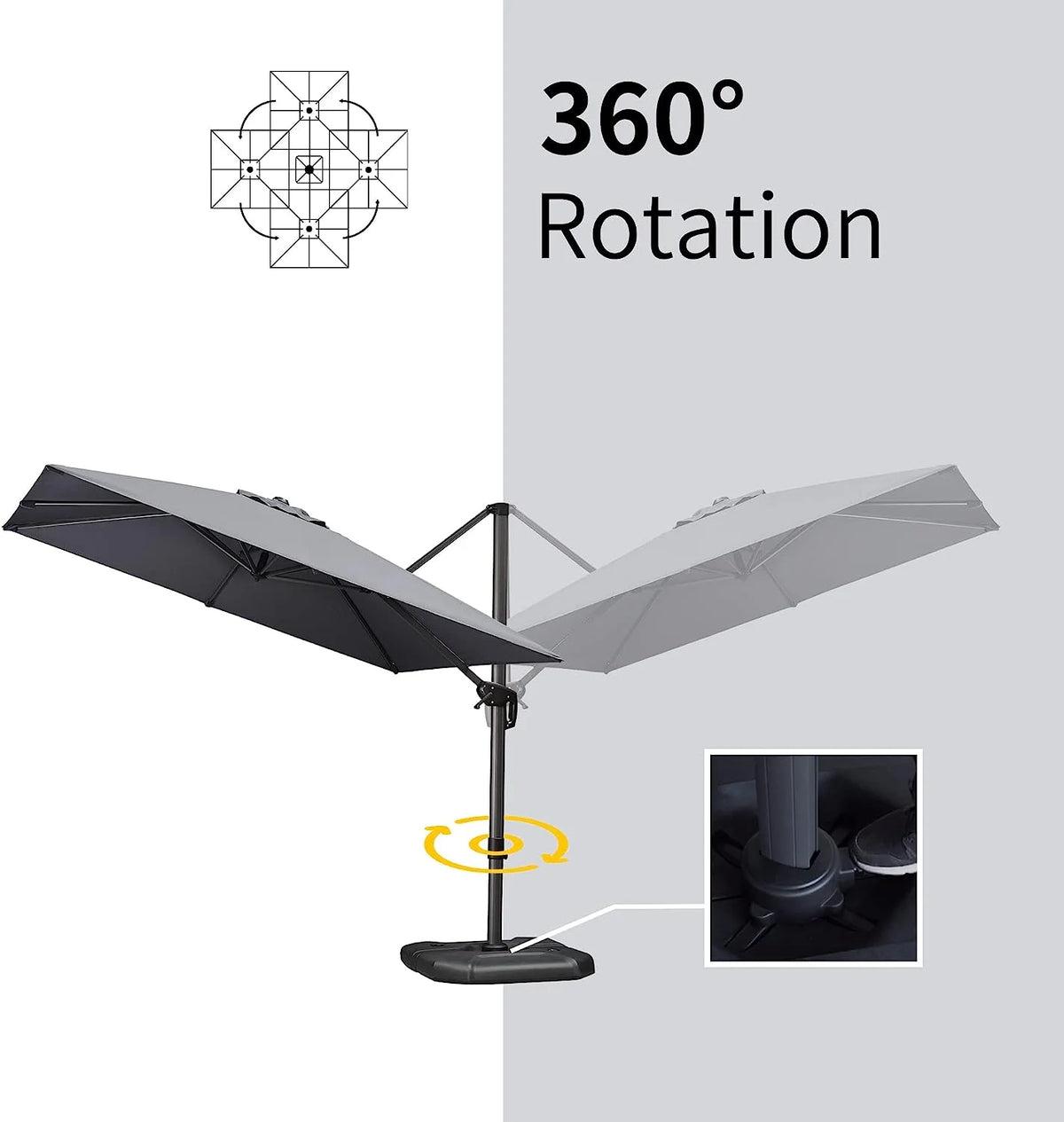 PURPLE LEAF 8x8 Ft Cantilever Umbrella Square Outdoor Patio Umbrella Large Offset Hanging Umbrella Aluminum Umbrella with 360°Rotation Adjustable Garden Pool Umbrella,Beige