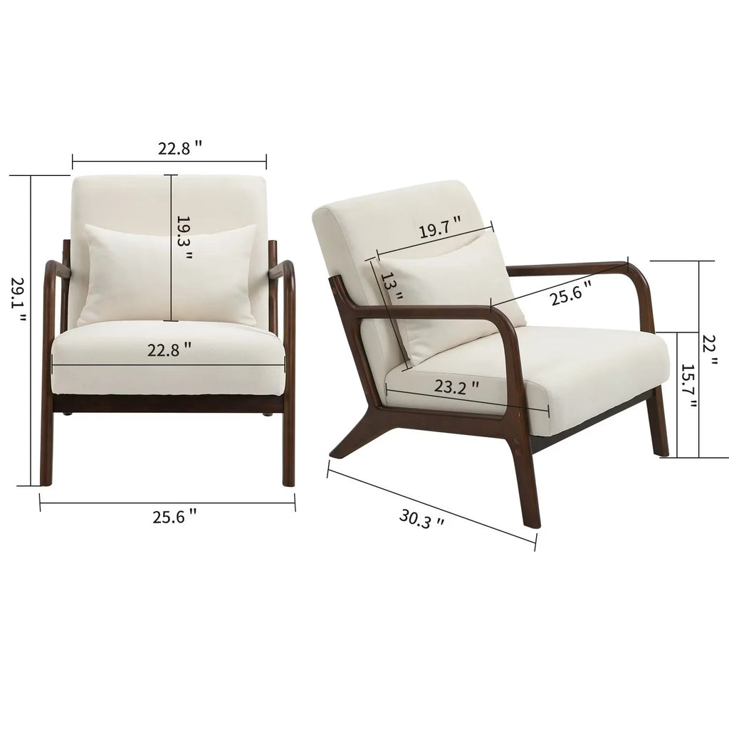 Modern Accent Chair, Upholstered Armchair with Wood Frame, Bronzing Cloth Single Sofa Chair with Lumbar Pillow for Living Room Bedroom Apartment, Orange