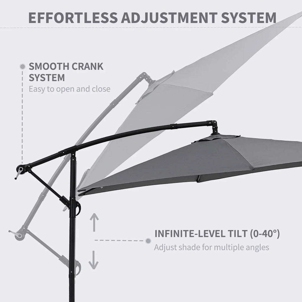 Autlaycil 10 ft Cantilever Offset Outdoor Patio Umbrella with Base Stand Rotate and Tilt, Blue