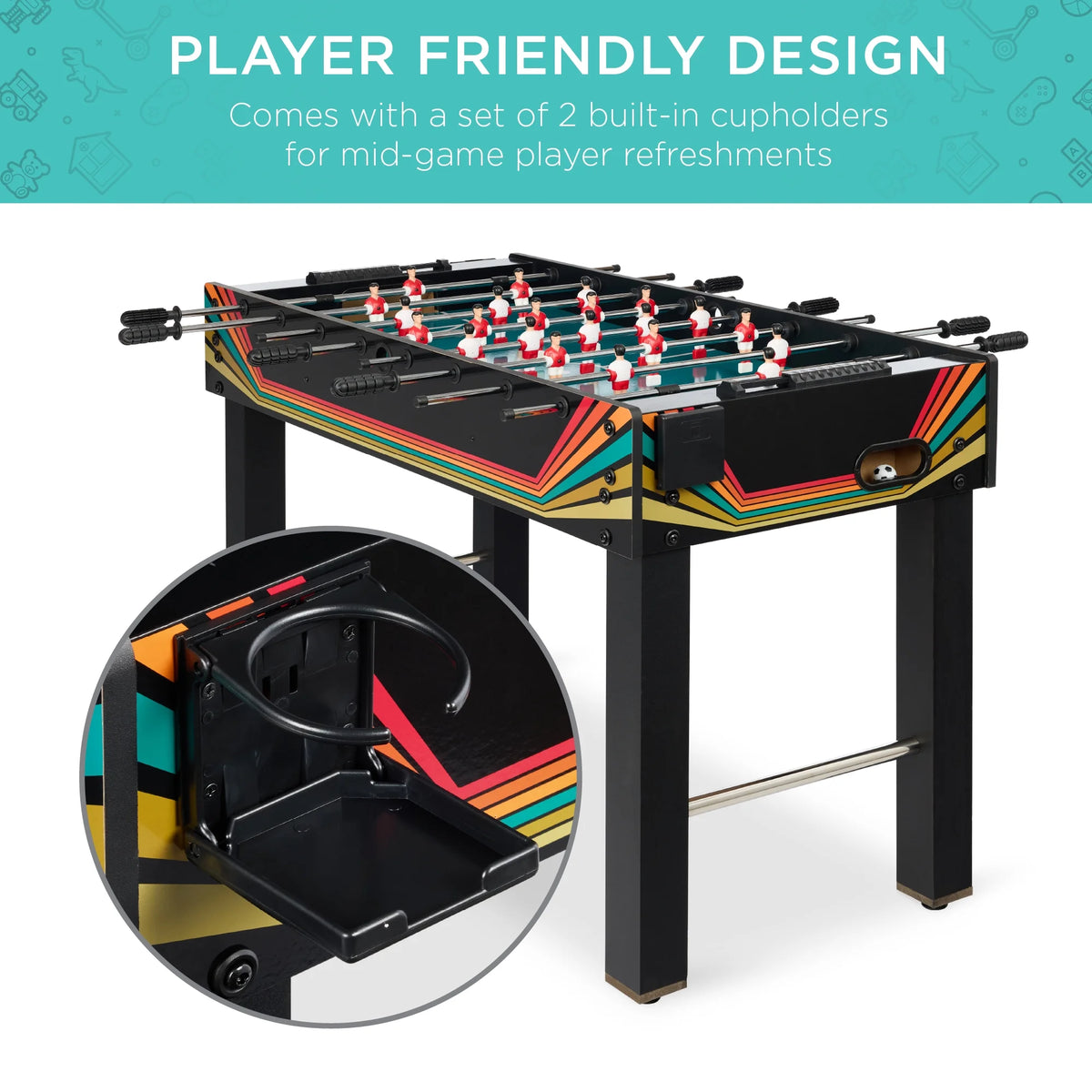 Best Choice Products 48in Competition Sized Foosball Table for Home, Game Room w/ 2 Balls, 2 Cup Holders - Light Brown