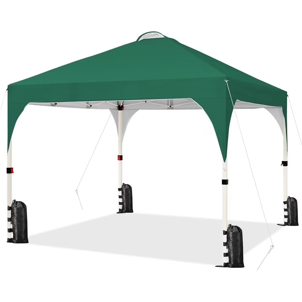 Topeakmart 8x8ft Pop Up Canopy Tent with Adjustable Height and Roller Bag, White