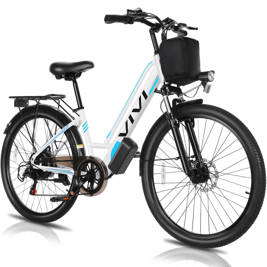 Vivi Electric Bike 26" City Commuter Electric Bike 48V 500W Step-Through Electric Bike 19.8MPH Electric Cruiser Bike Beach Bike with Cruise Control, UL2849 Certified