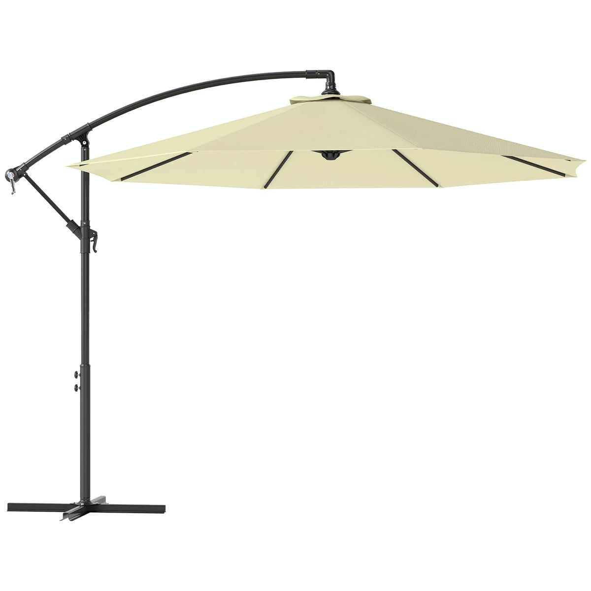 Outsunny 10' Cantilever Hanging Tilt Offset Patio Umbrella with UV & Water Fighting Material and Cross Base (Weight Not Included), Gray