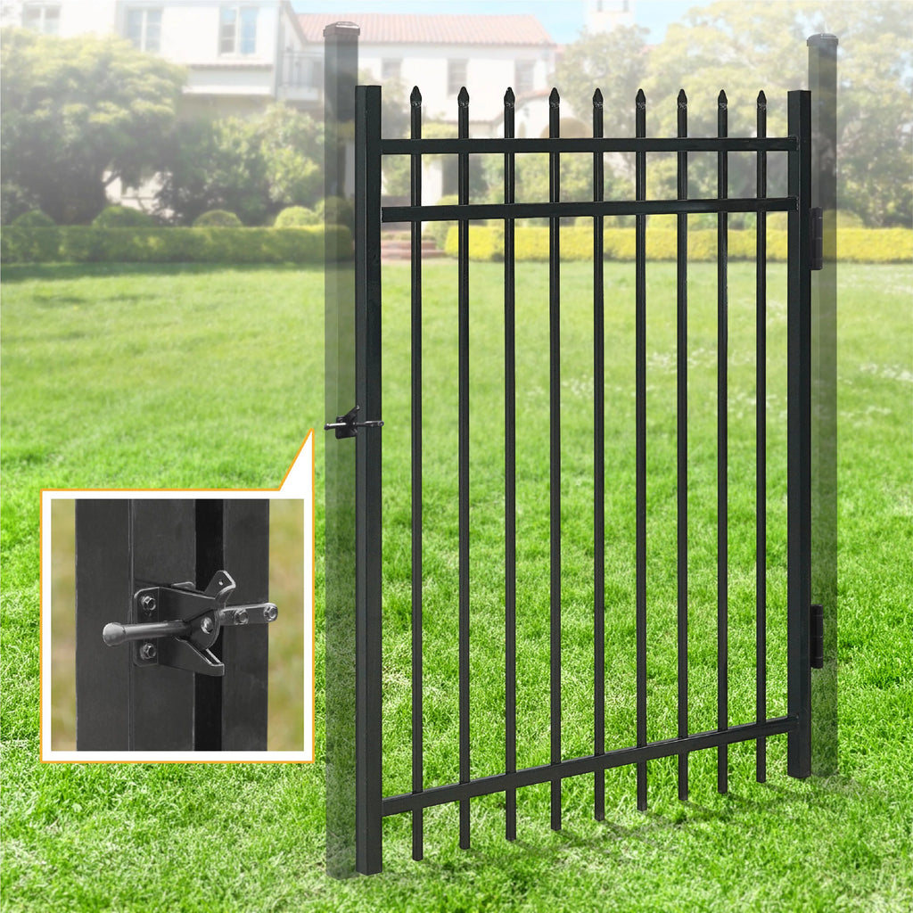 Fencer Wire Pack of 5 Heavy Duty Pinnacle Fence Barrier Panel, 5FT Height X 8FT Width Anti-Rust Metal Fencing Panel, 2 Diameter Steel Outdoor Decorative Garden Fence Panel for Yard, Pool, Patio