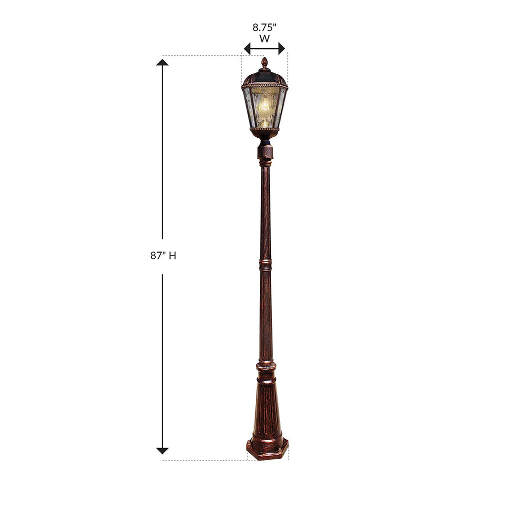 Gama Sonic Solar Outdoor Lamp Post Light, Black Cast Aluminum and Beveled Glass Panels, 10-Year Royal Bulb, Warm White LED with Omni-Direction Reflector, 87-inch Height, 98B001