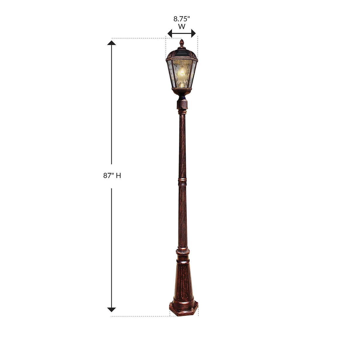 Gama Sonic Solar Outdoor Lamp Post Light, Black Cast Aluminum and Beveled Glass Panels, 10-Year Royal Bulb, Warm White LED with Omni-Direction Reflector, 87-inch Height, 98B001