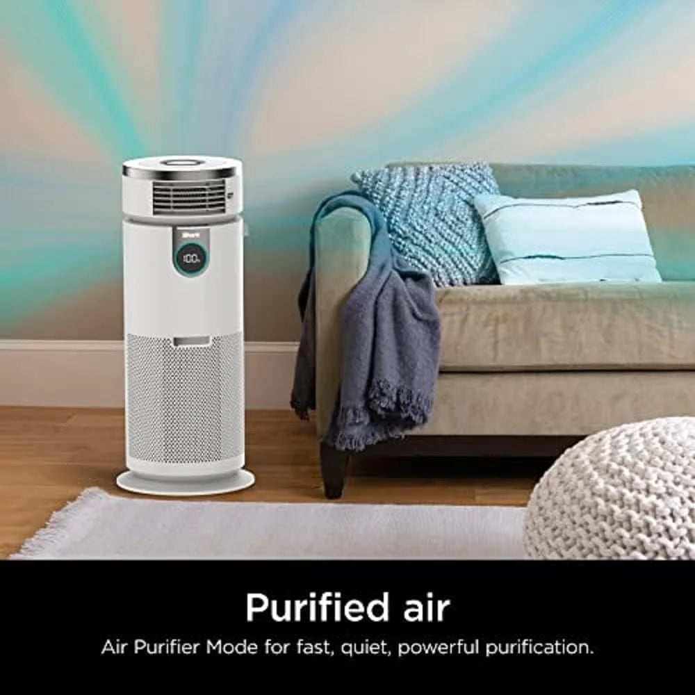 Open Box Shark HC502 3-in-1 Clean Sense Air Purifier MAX, Heater & Fan, HEPA Filter, 1000 Sq Ft, Oscillating, Large Rooms, Kitchens, Captures 99.98% of Particles White