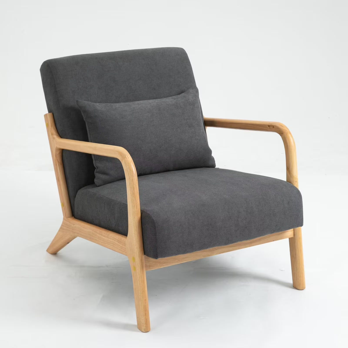Modern Accent Chair, Upholstered Armchair with Wood Frame, Bronzing Cloth Single Sofa Chair with Lumbar Pillow for Living Room Bedroom Apartment, Orange