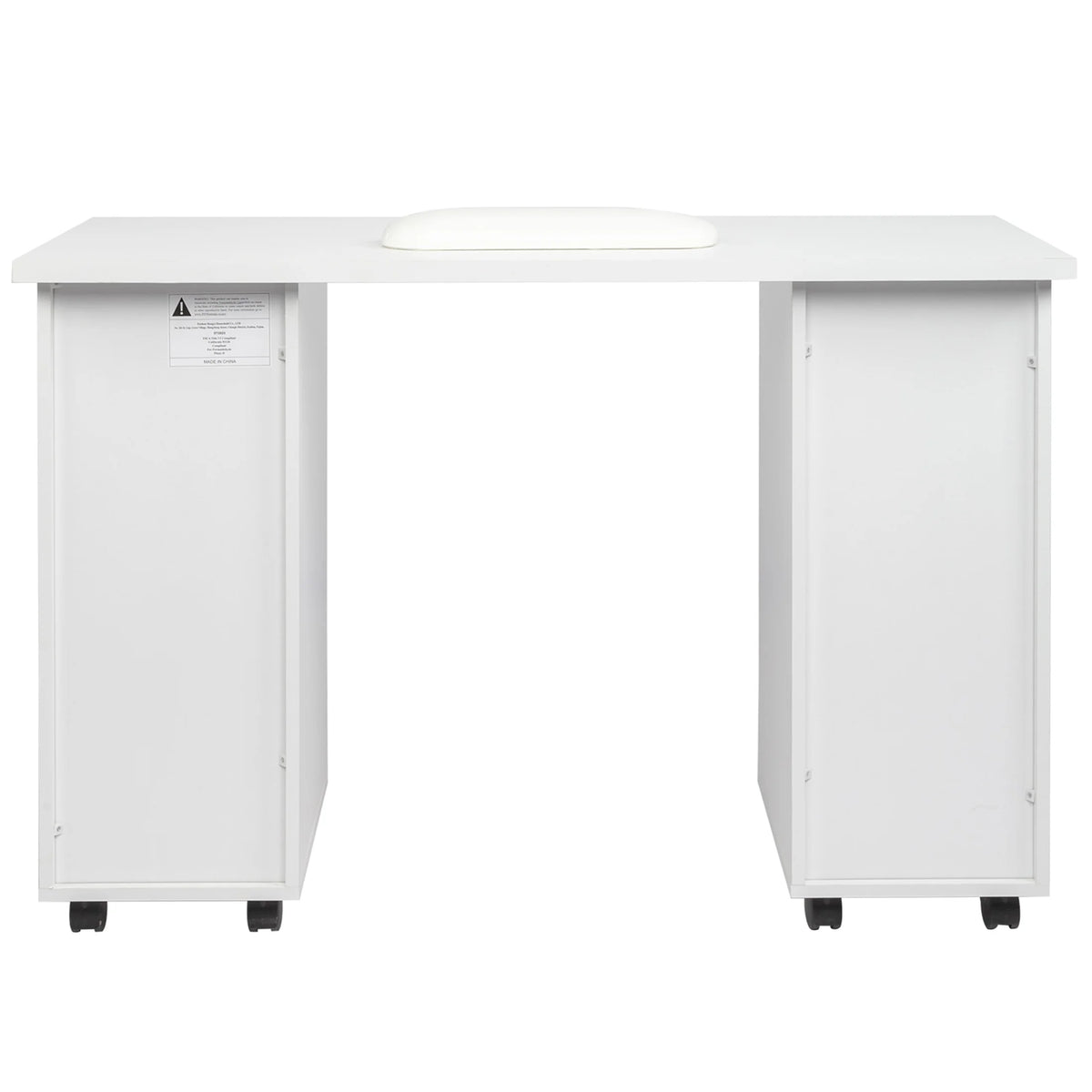 Sesslife White Computer Desk, Writing Desk with Lockable Wheels Modern Wood Study Desk with 4 Drawers for Home Office Workstation