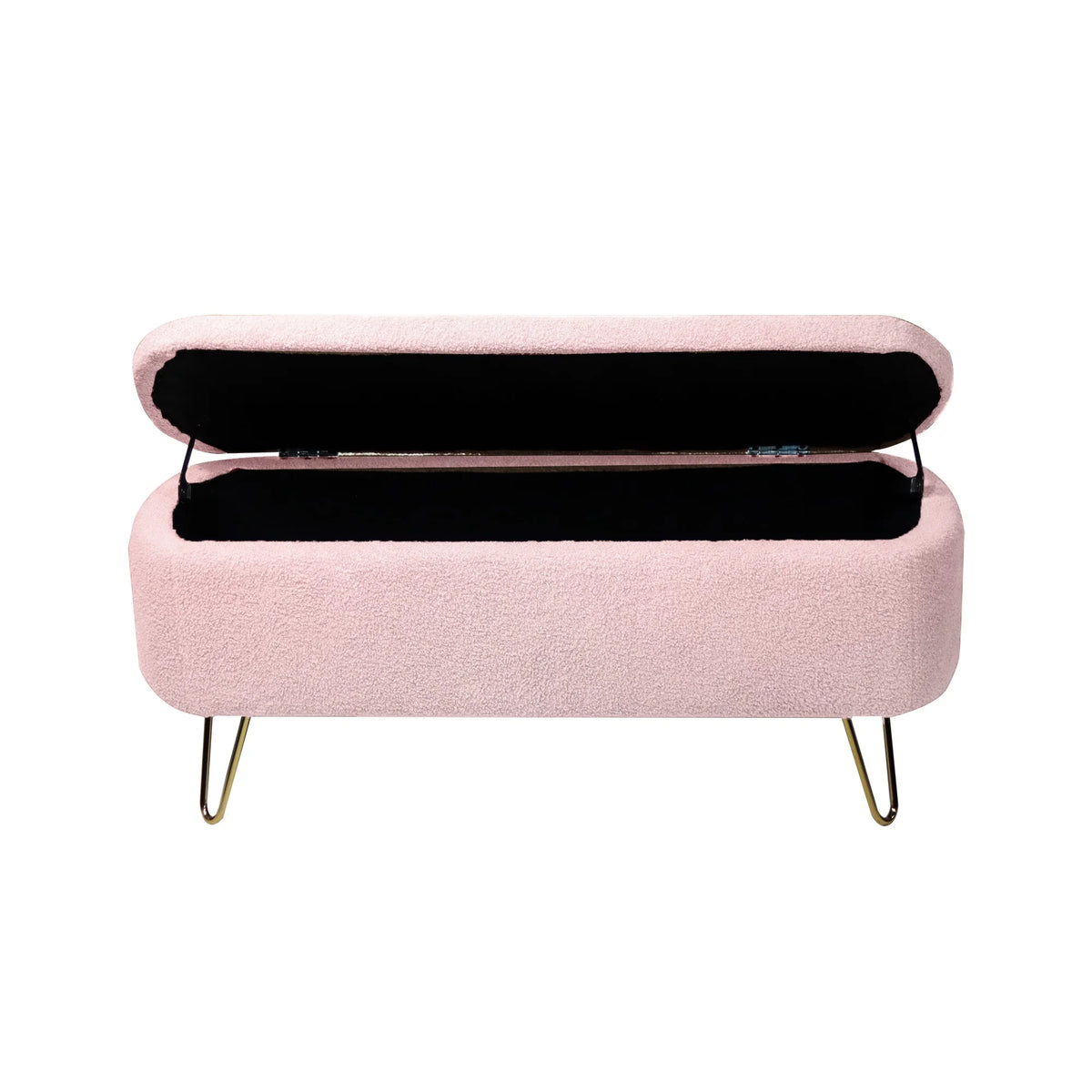 Syngar Entryway Bench with Storage for Bedroom, Living Room, and End of Bed, Faux Fur Ottoman Foot Rest with Storage,Upholstered Bench with Storage with Metal Leg,Ivory